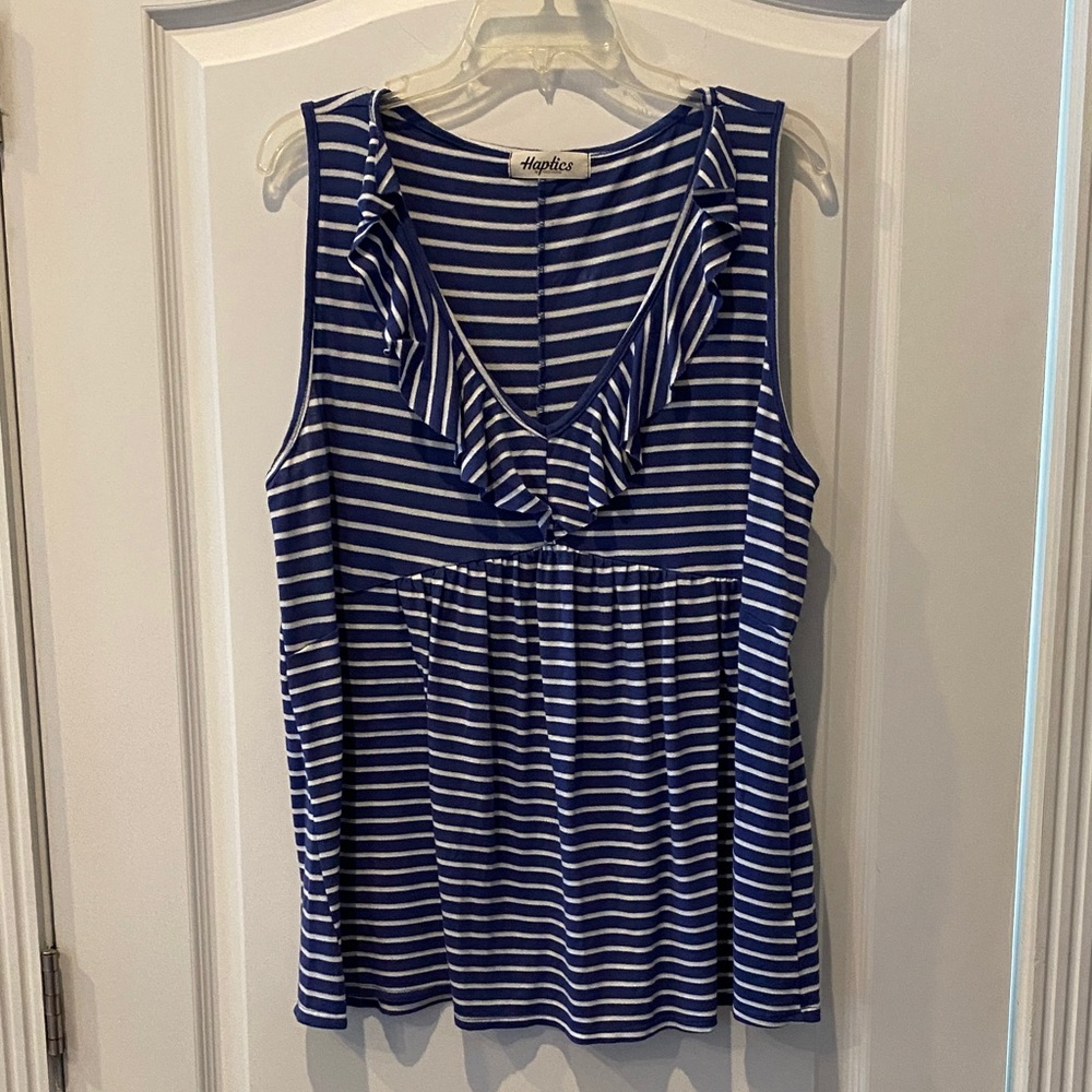 Hapari Blue and White Striped Women's Tank Top